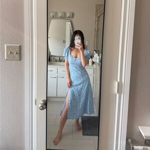 Cottage core Floral Blue Dress